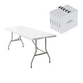 5 Pack of 6 Foot Foldable Table with Built in Handle & Steel Legs