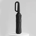 Windproof Automatic Folding Travel Umbrella with Hook Handle - Compact and Portable for Outdoor Activities