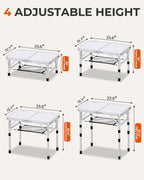 Sportneer Camping Table: Adjustable Height Small Folding Table 23.6" L x 15.7" W 4 Height with Mesh Layer