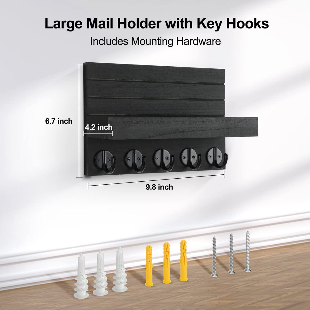 Decorative Key and Mail Holder for Wall  (9.8”W x 6.7”H x 4.2”D)