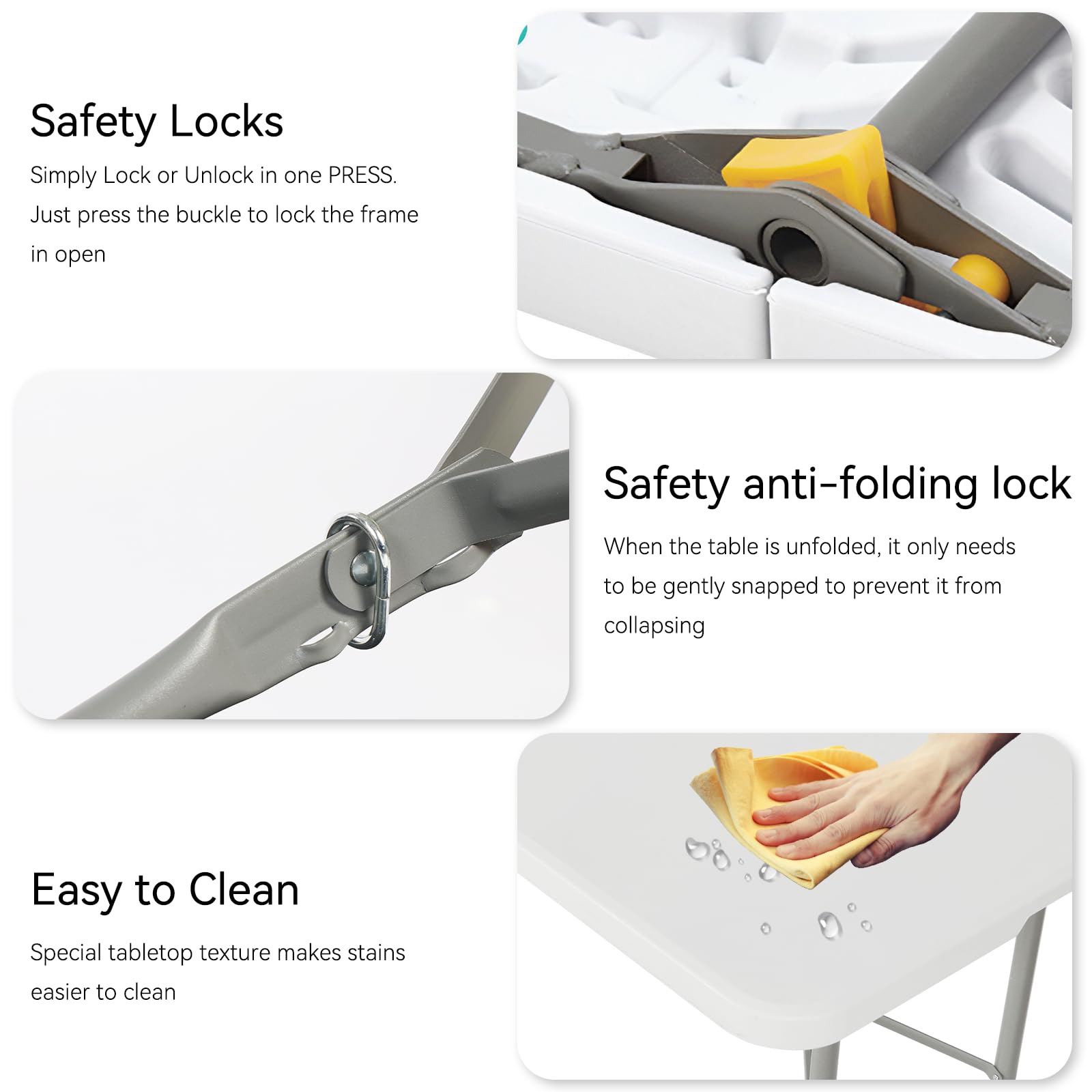 5 Pack of 6 Foot Foldable Table with Built in Handle & Steel Legs