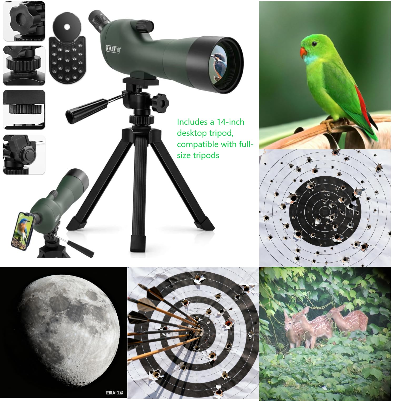 Emarth 20-60x60 Angled Waterproof Spotting Scope for Hunting/Birding/Wildlife View