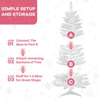 4ft Lighted Artificial White Christmas Tree | Leeheeyee Small Christmas Tree, Not Pre-lit White Tinsel Pine Trees with Lights