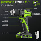 Greenworks 24V Cordless Brushless 400 in-lbs Drill/Driver+1950 in-lbs Impact Driver Combo