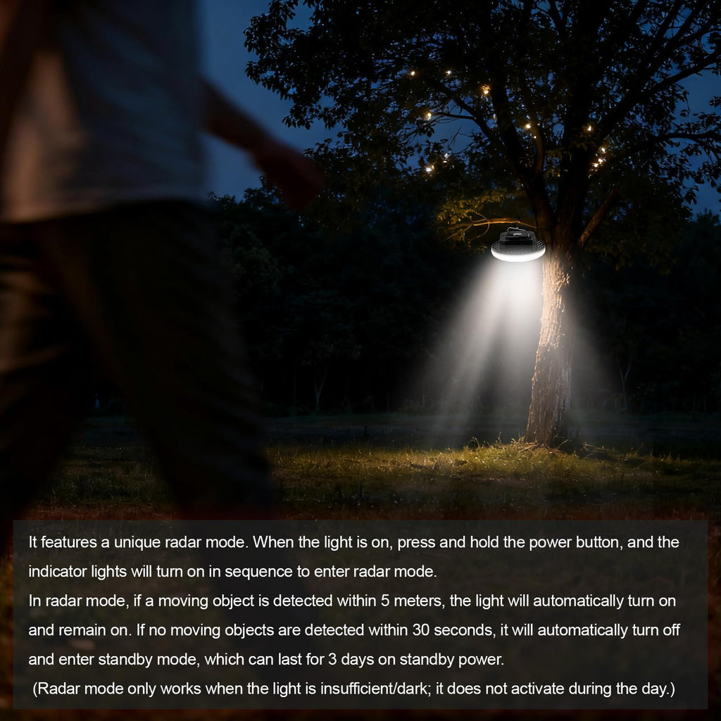 Rechargeable Camping Light with Motion Sensor and Radar