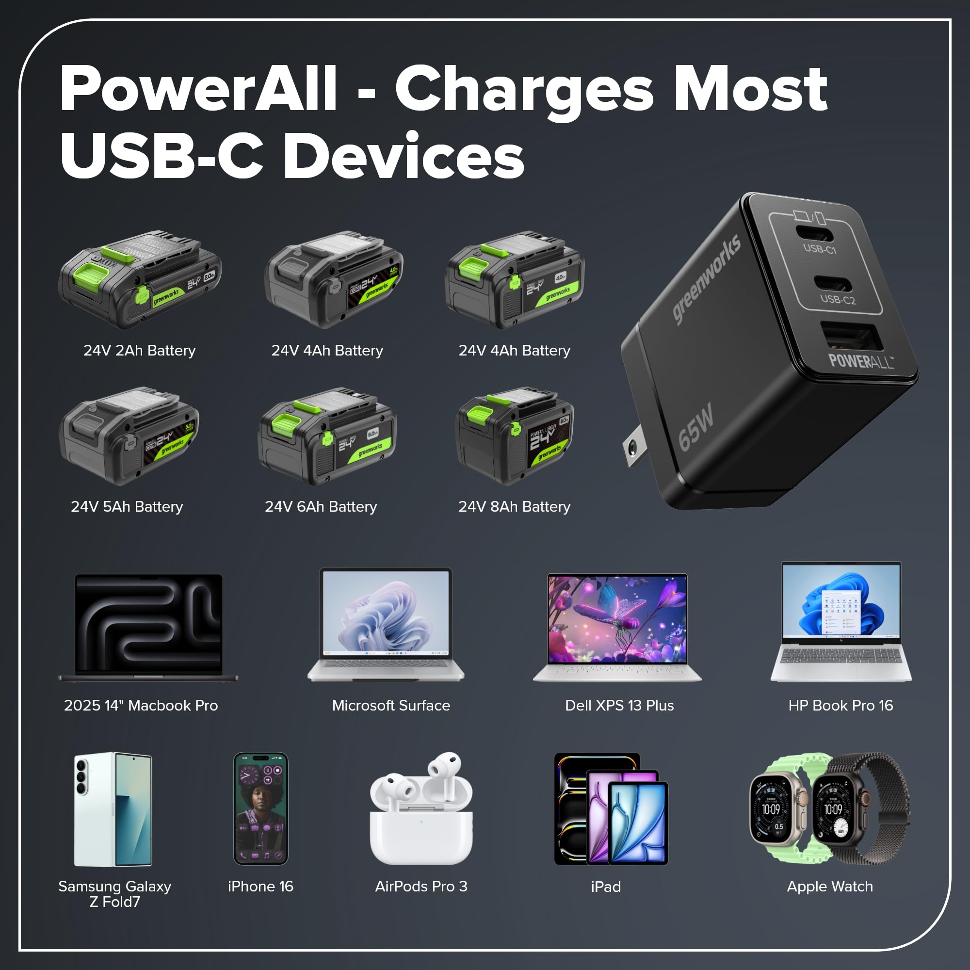 Greenworks 24V Cordless Brushless 400 in-lbs Drill/Driver+1950 in-lbs Impact Driver Combo