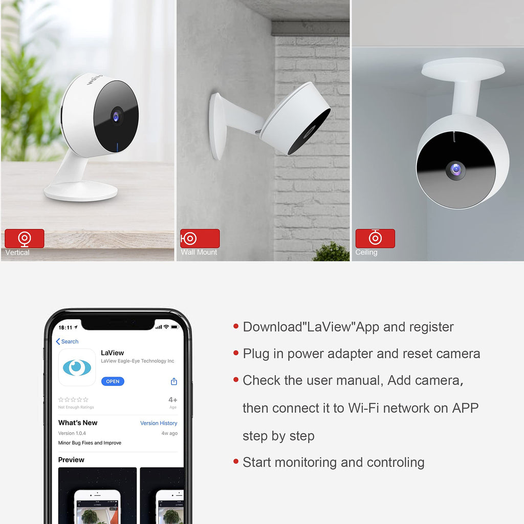 Set of Home Security Cameras (4pcs) [Wi-Fi, IOS & Android, Night Vision]