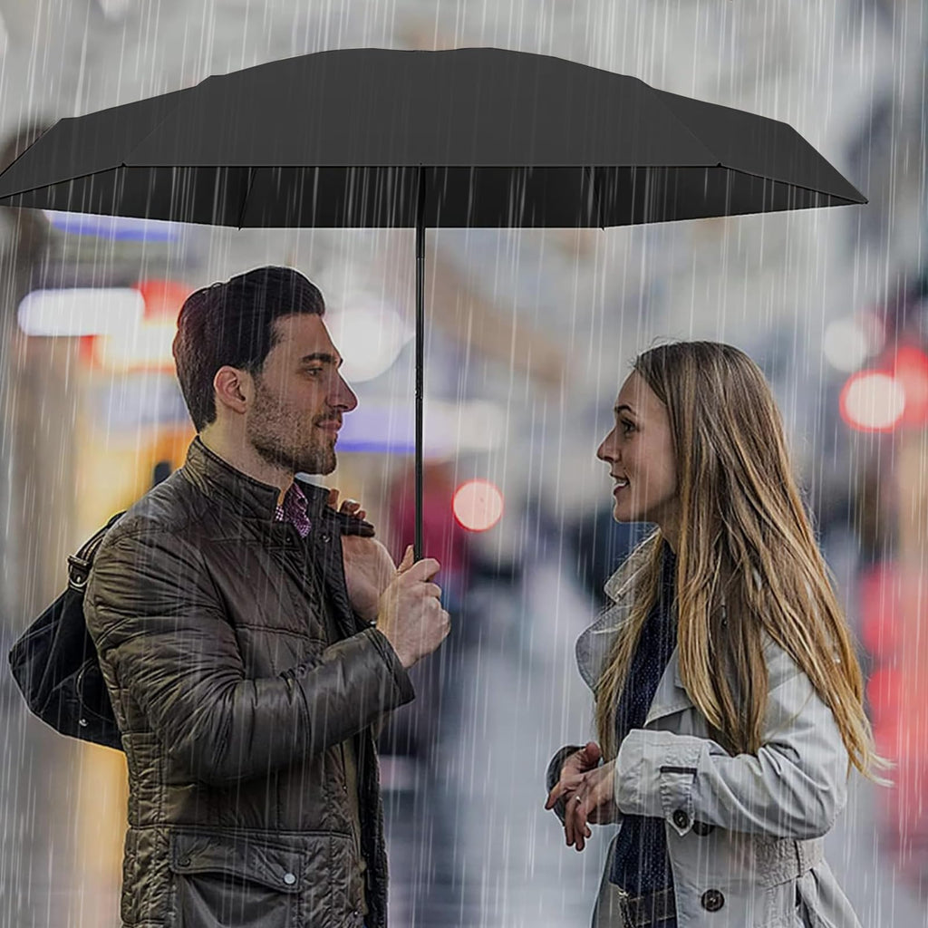 Windproof Automatic Folding Travel Umbrella with Hook Handle - Compact and Portable for Outdoor Activities