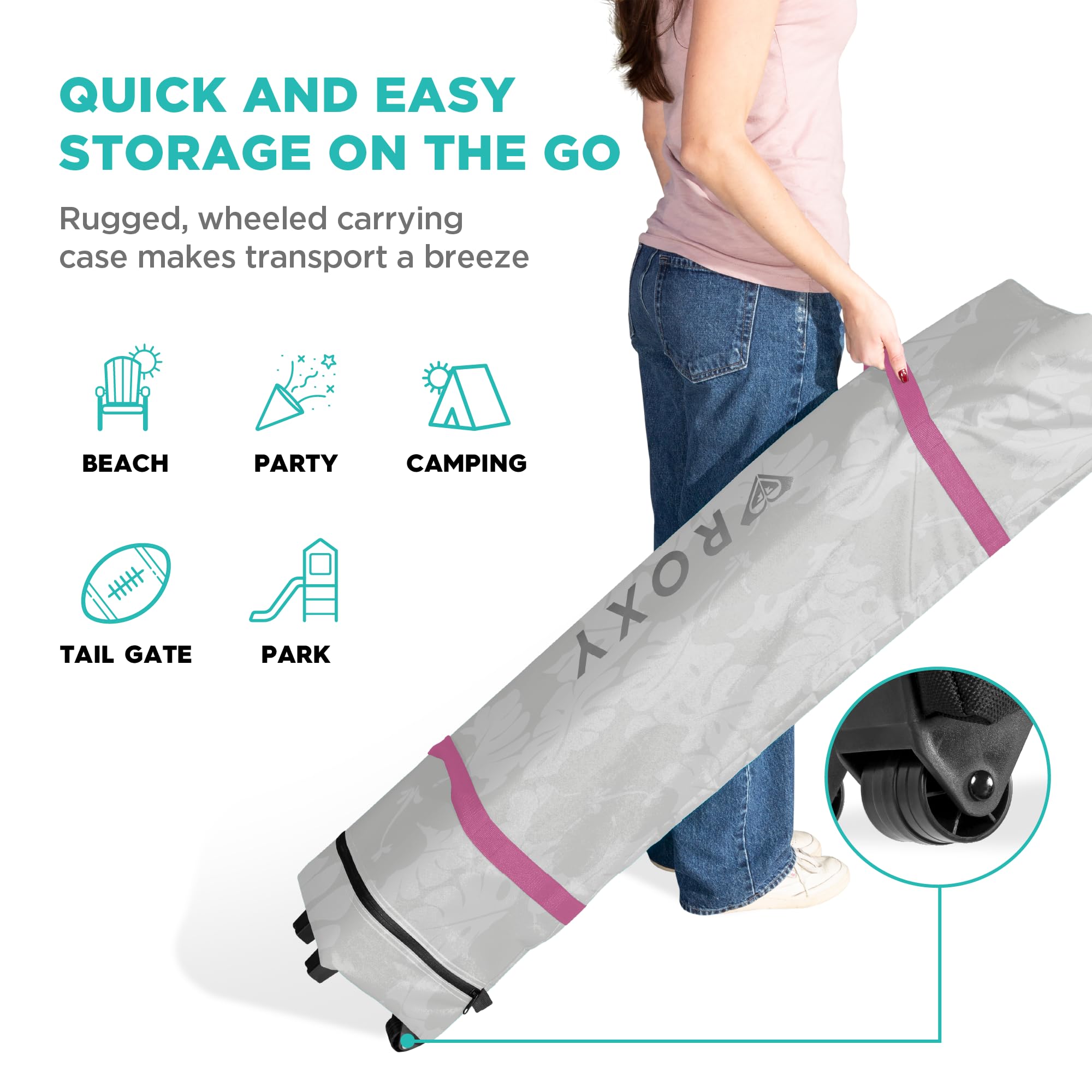 Roxy 10x10 Pop Up Canopy – Outdoor Beach Tent with Easy Up One-Push Setup