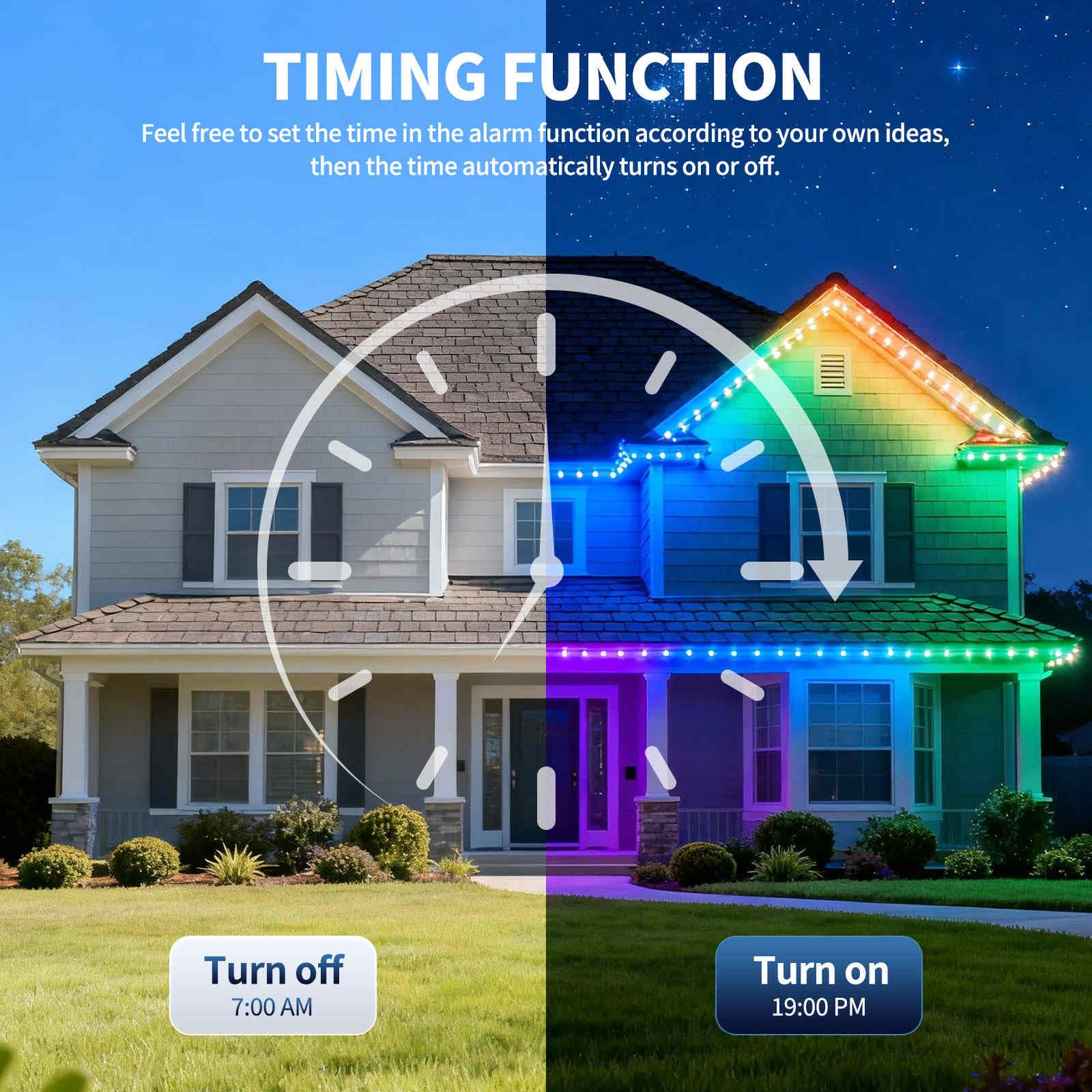 ts 100FT RGB Christmas Lights with 50 LED, App/Remote Control, 33 Scene Modes, 216 Lighting Modes, 16 Million DIY Colors, Waterproof for House Roof Lighting