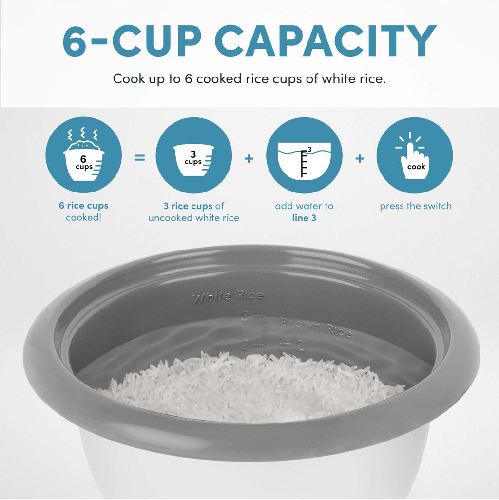 Rice Cooker  (3-Cup (Uncooked) / 6-Cup (Cooked), Small Rice Cooker)