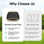 Alvantor Screen House Room Camping Tent Outdoor Canopy Pop Up Sun Shade Hexagon Shelter Mesh Walls Not Waterproof 10'x10' Beige Patent Pending