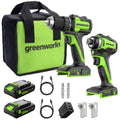 Greenworks 24V Cordless Brushless 400 in-lbs Drill/Driver+1950 in-lbs Impact Driver Combo