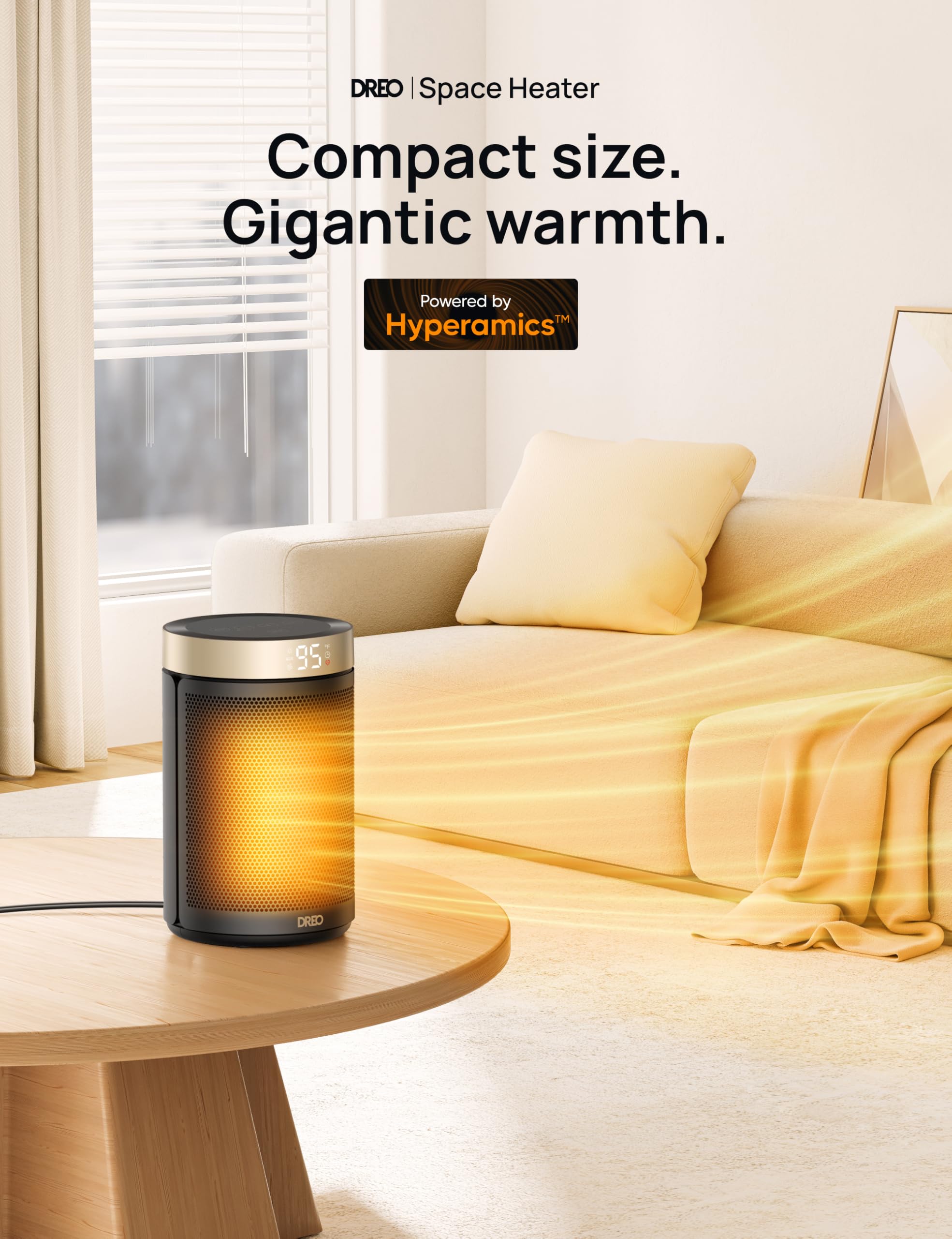 Portable Electric Heater for Indoor Use with Thermostat and Remote