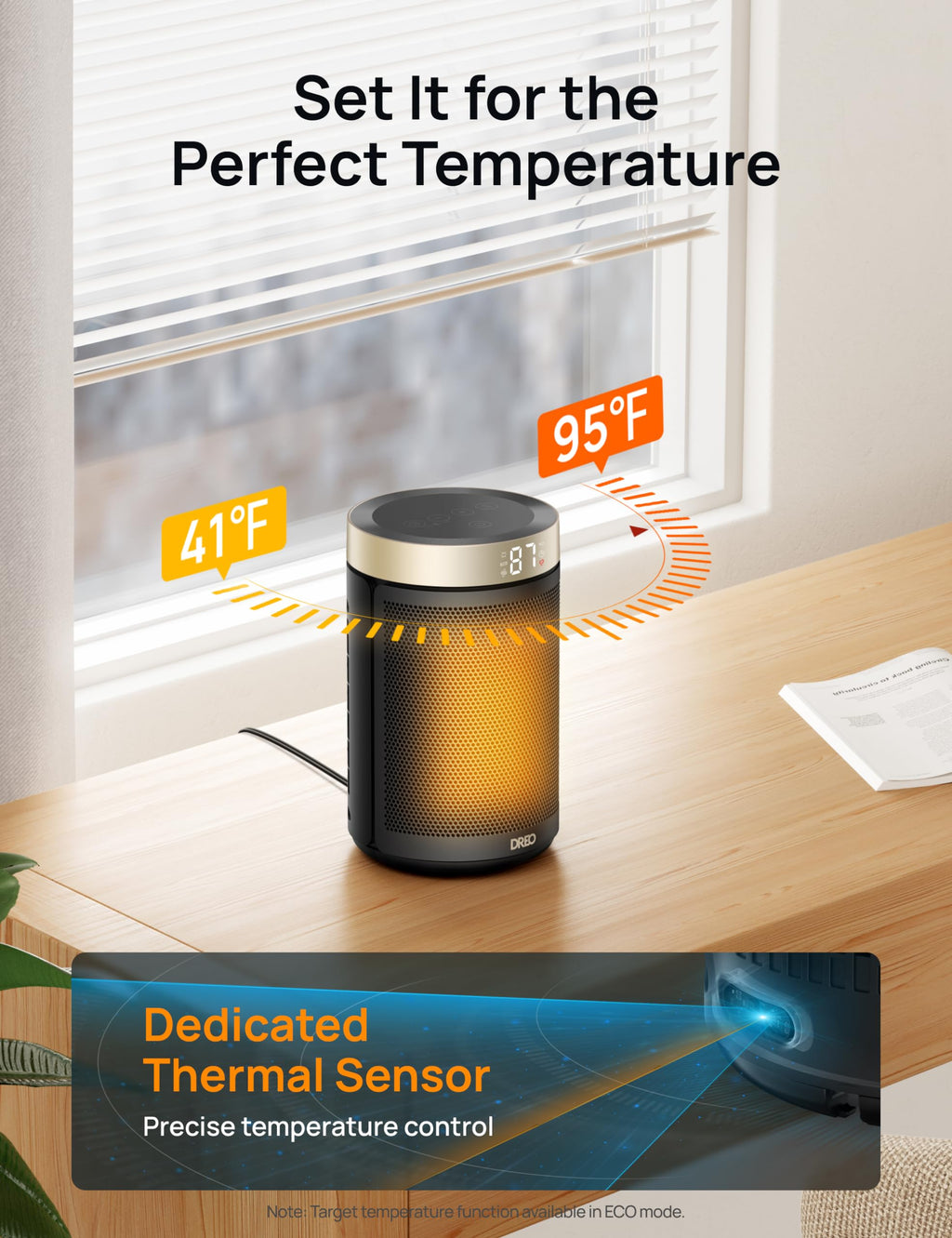 Portable Electric Heater for Indoor Use with Thermostat and Remote