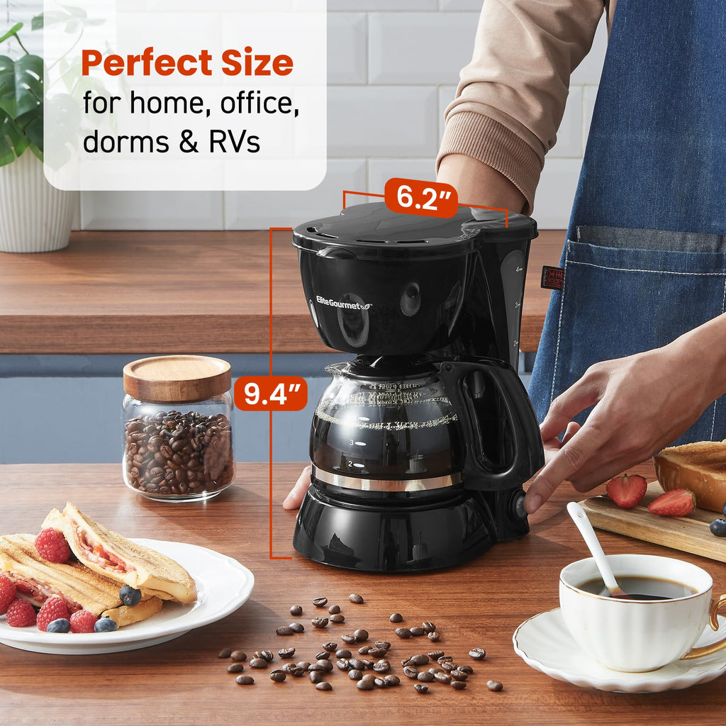 Elite Gourmet EHC4128 Automatic 4-Cup Brew & Drip Coffee Maker with Pause N Serve