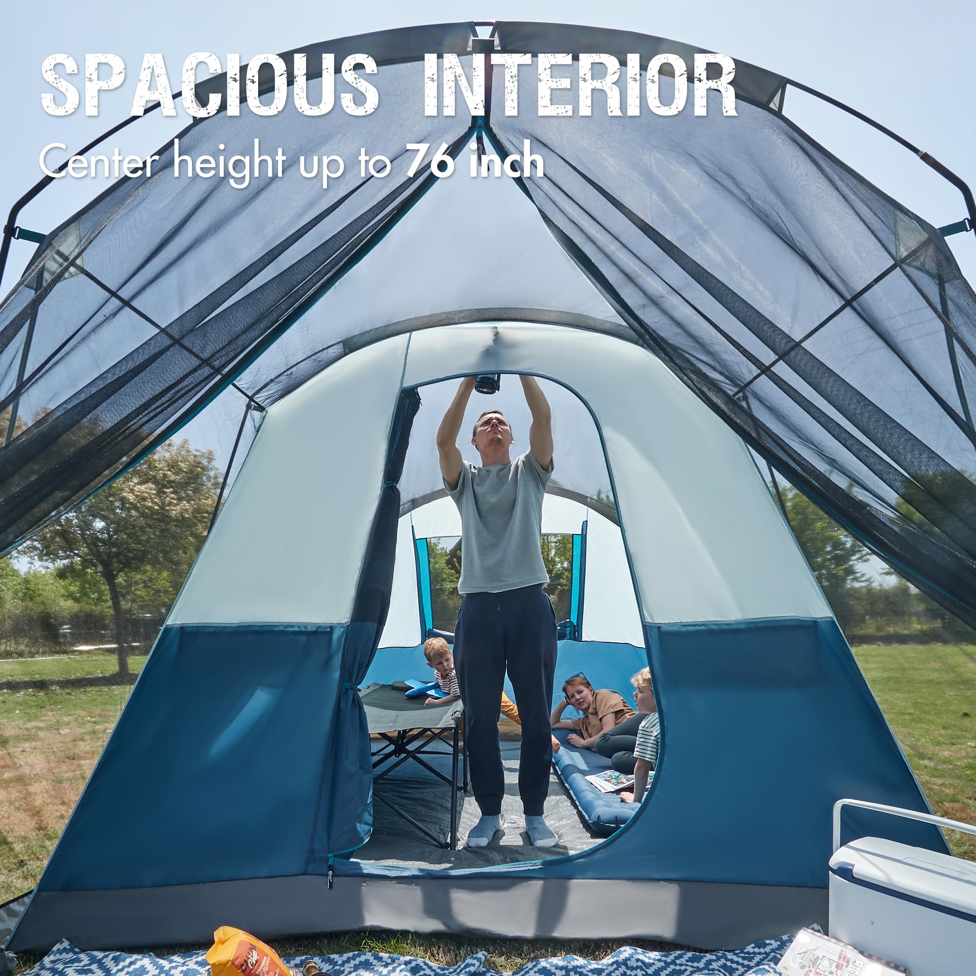 Portal 6 Person Family Waterproof Camping Tent with Screen Porch