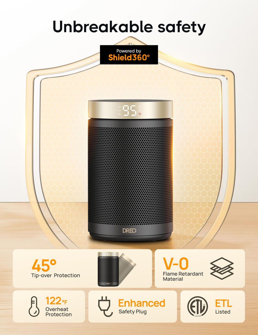 Portable Electric Heater for Indoor Use with Thermostat and Remote
