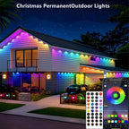 Christmas Permanent Outdoor Lights,100ft RGB + IC Smart LED Eaves Lights with App & Remote Control
