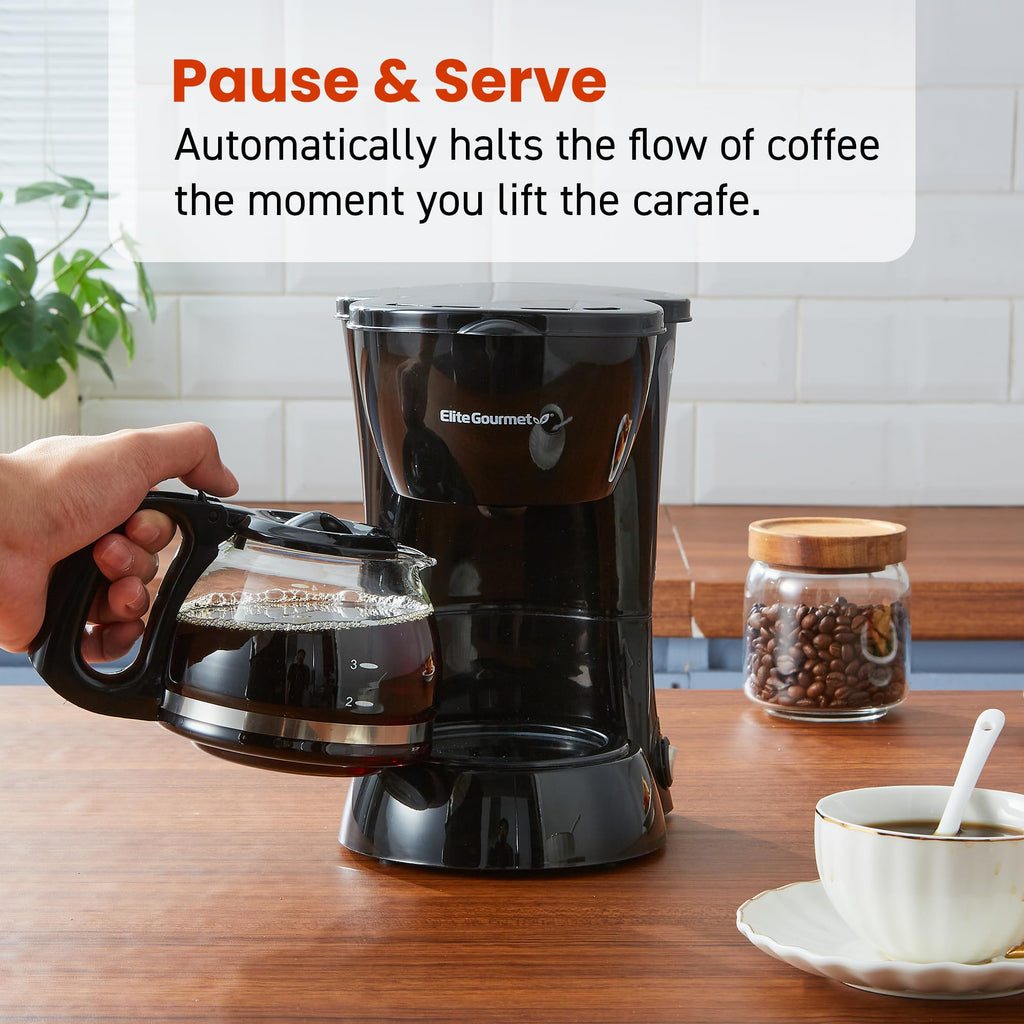 Elite Gourmet EHC4128 Automatic 4-Cup Brew & Drip Coffee Maker with Pause N Serve