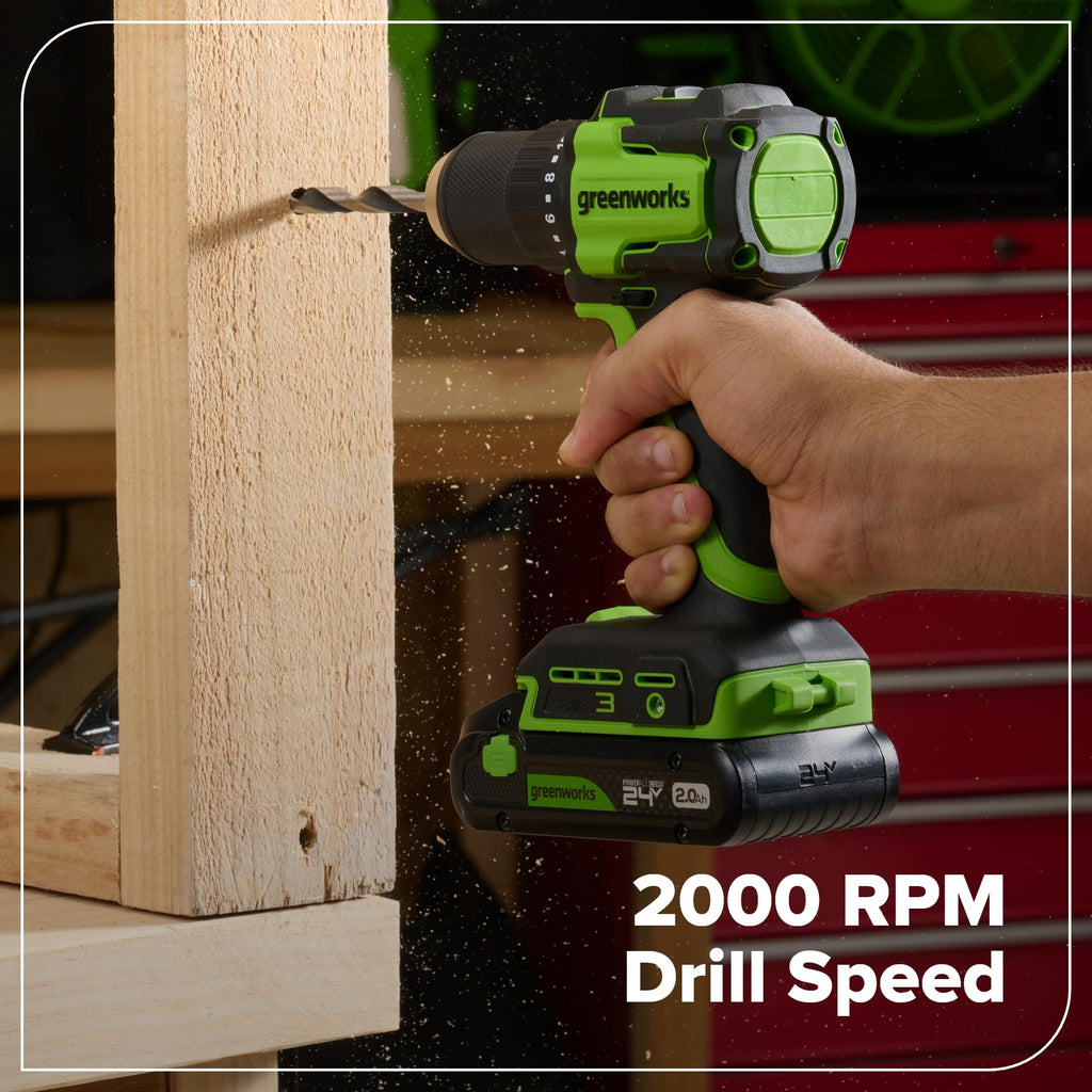 Greenworks 24V Cordless Brushless 400 in-lbs Drill/Driver+1950 in-lbs Impact Driver Combo