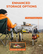 Sportneer Camping Table: Adjustable Height Small Folding Table 23.6" L x 15.7" W 4 Height with Mesh Layer