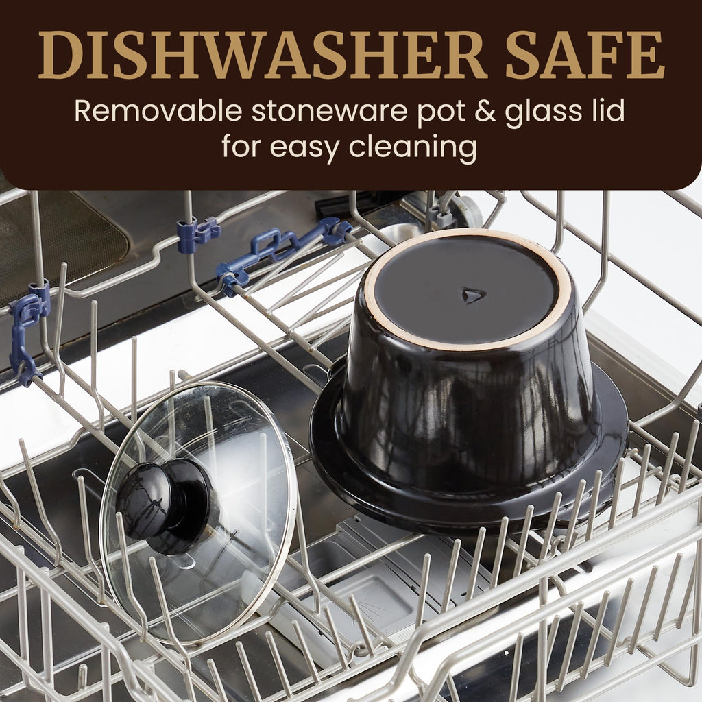 Elite Gourmet Electric Slow Cooker Ceramic Pot [Adjustable Temp, Entrees, Sauces, Stews & Dips, Dishwasher Safe Glass Lid & Crock, 1.5 Quart, Stainless Steel]