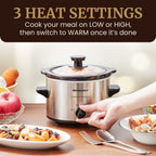 Elite Gourmet Electric Slow Cooker Ceramic Pot [Adjustable Temp, Entrees, Sauces, Stews & Dips, Dishwasher Safe Glass Lid & Crock, 1.5 Quart, Stainless Steel]