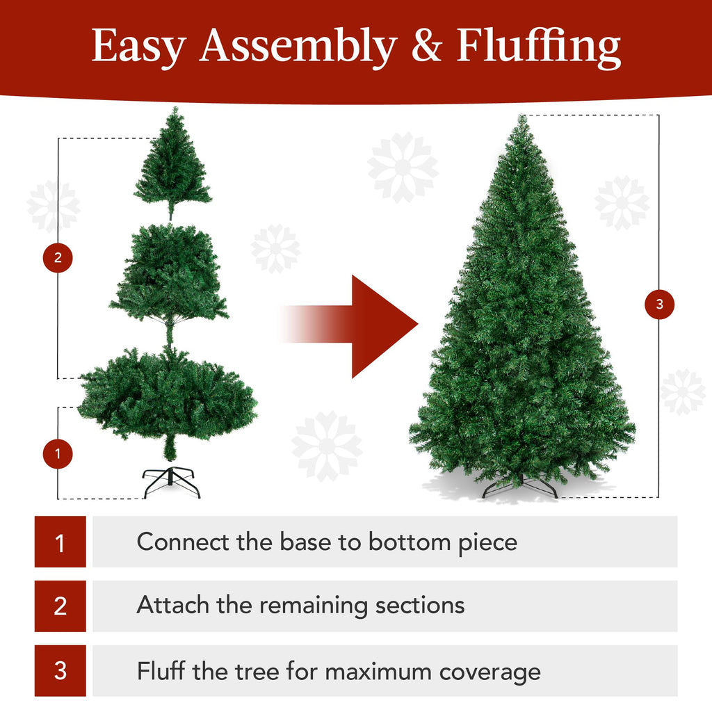 Best Choice Products Artificial Christmas Tree 6ft Premium Unlit Hinged Design