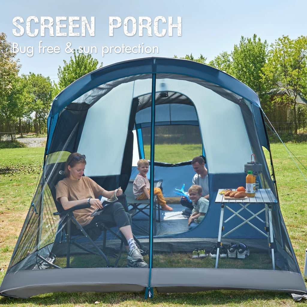 Portal 6 Person Family Waterproof Camping Tent with Screen Porch
