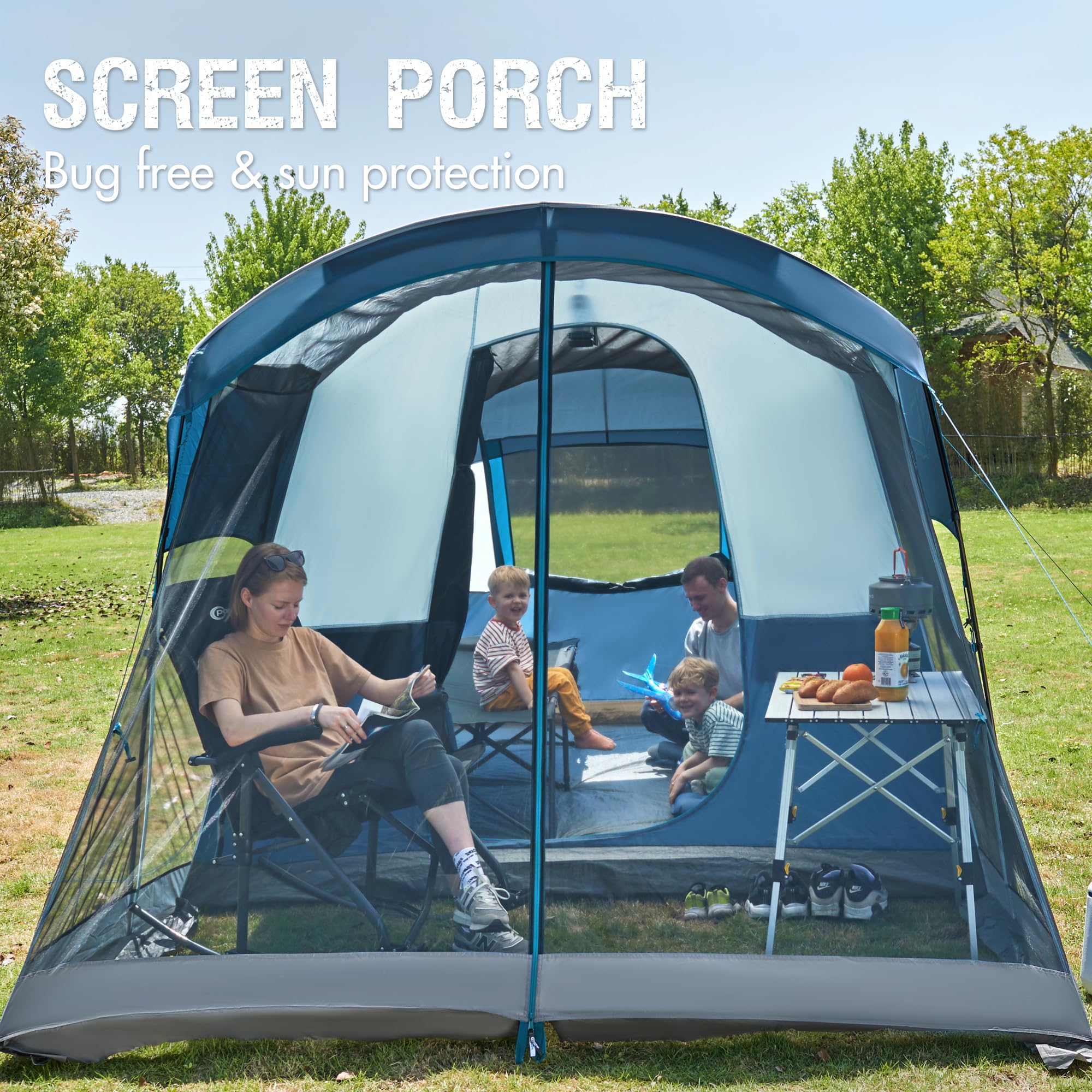 Portal 6 Person Family Waterproof Camping Tent with Screen Porch