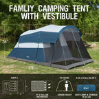 Portal 6 Person Family Waterproof Camping Tent with Screen Porch