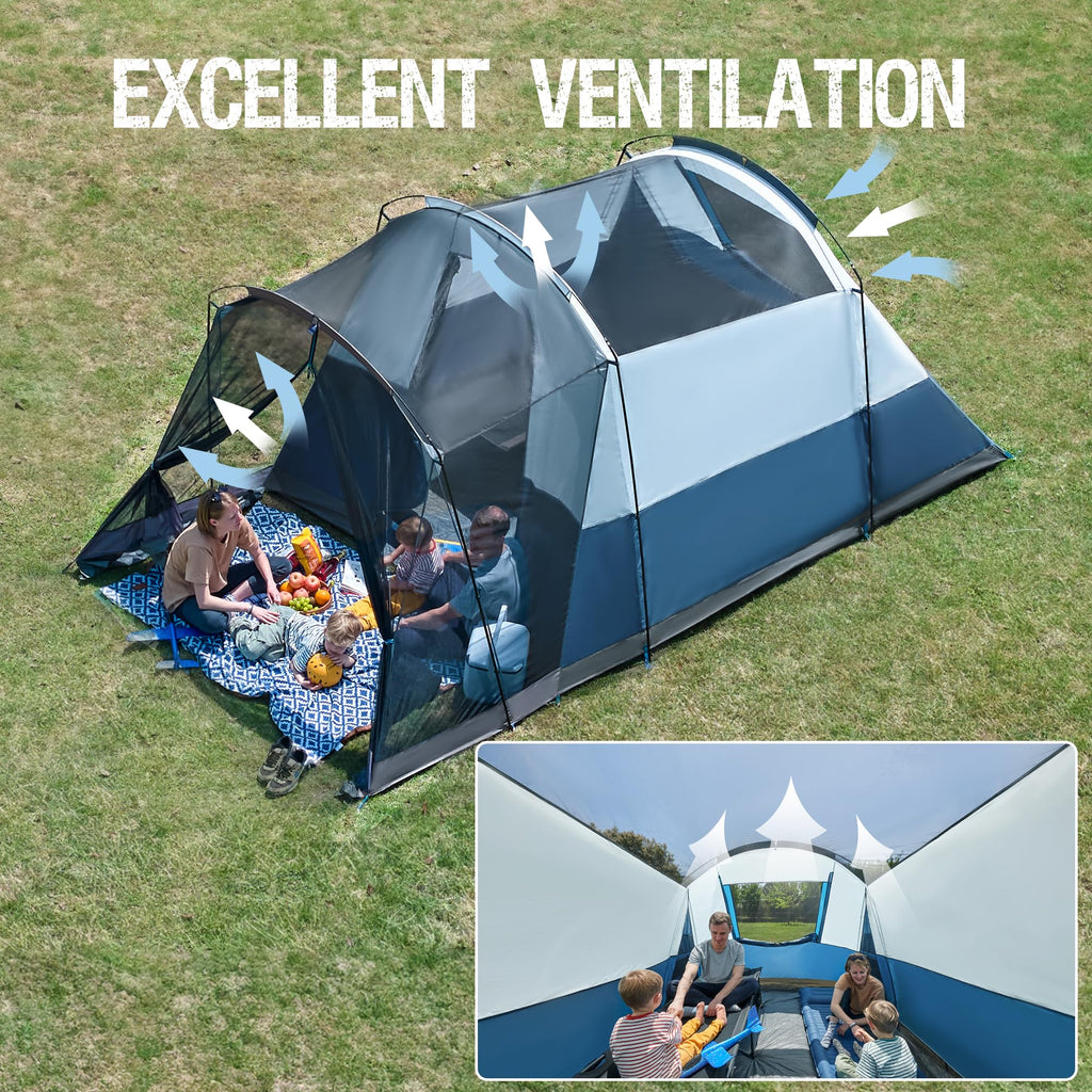 Portal 6 Person Family Waterproof Camping Tent with Screen Porch